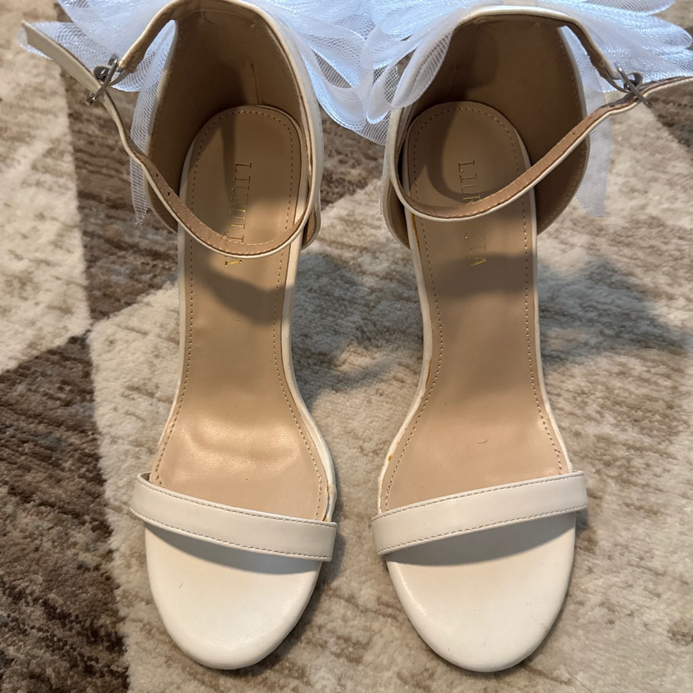 Bow White Bridal Heels